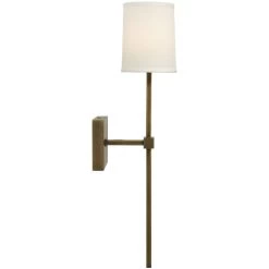 Minerva 1 Light 5 Inch Antique Brass & White Linen Wall Sconce Wall Light -Jamie Young Co Shop 4mine scab 3