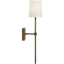 Minerva 1 Light 5 Inch Antique Brass & White Linen Wall Sconce Wall Light -Jamie Young Co Shop 4mine scab 5