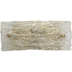 Swan Curved Glass 2 Light 12 Inch Clear Textured Glass W/ Antique Brass Wall Sconce Wall Light