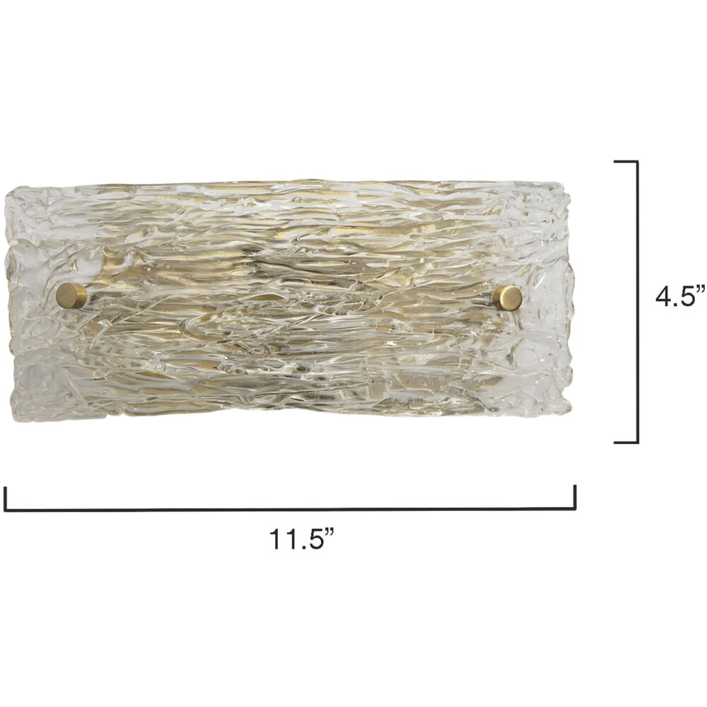 Swan Curved Glass 2 Light 12 Inch Clear Textured Glass W/ Antique Brass Wall Sconce Wall Light 2 Swan Curved Glass 2 Light 12 Inch Clear Textured Glass W/ Antique Brass Wall Sconce Wall Light - Image 2