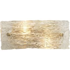 Swan Curved Glass 2 Light 12 Inch Clear Textured Glass W/ Antique Brass Wall Sconce Wall Light 9 Swan Curved Glass 2 Light 12 Inch Clear Textured Glass W/ Antique Brass Wall Sconce Wall Light -Jamie Young Co Shop 4swan smcl 4