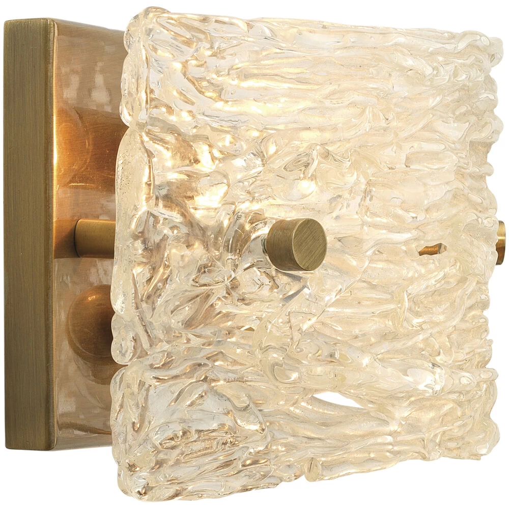 Swan Curved Glass 2 Light 12 Inch Clear Textured Glass W/ Antique Brass Wall Sconce Wall Light 5 Swan Curved Glass 2 Light 12 Inch Clear Textured Glass W/ Antique Brass Wall Sconce Wall Light - Image 5