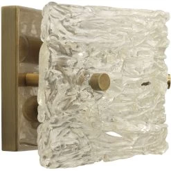 Swan Curved Glass 2 Light 12 Inch Clear Textured Glass W/ Antique Brass Wall Sconce Wall Light 11 Swan Curved Glass 2 Light 12 Inch Clear Textured Glass W/ Antique Brass Wall Sconce Wall Light -Jamie Young Co Shop 4swan smcl 6