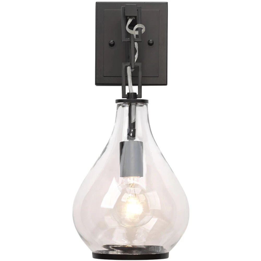 Tear Drop 1 Light 8 Inch Clear Glass & Oil Rubbed Bronze Metal Wall Sconce Wall Light 4 Tear Drop 1 Light 8 Inch Clear Glass & Oil Rubbed Bronze Metal Wall Sconce Wall Light - Image 4