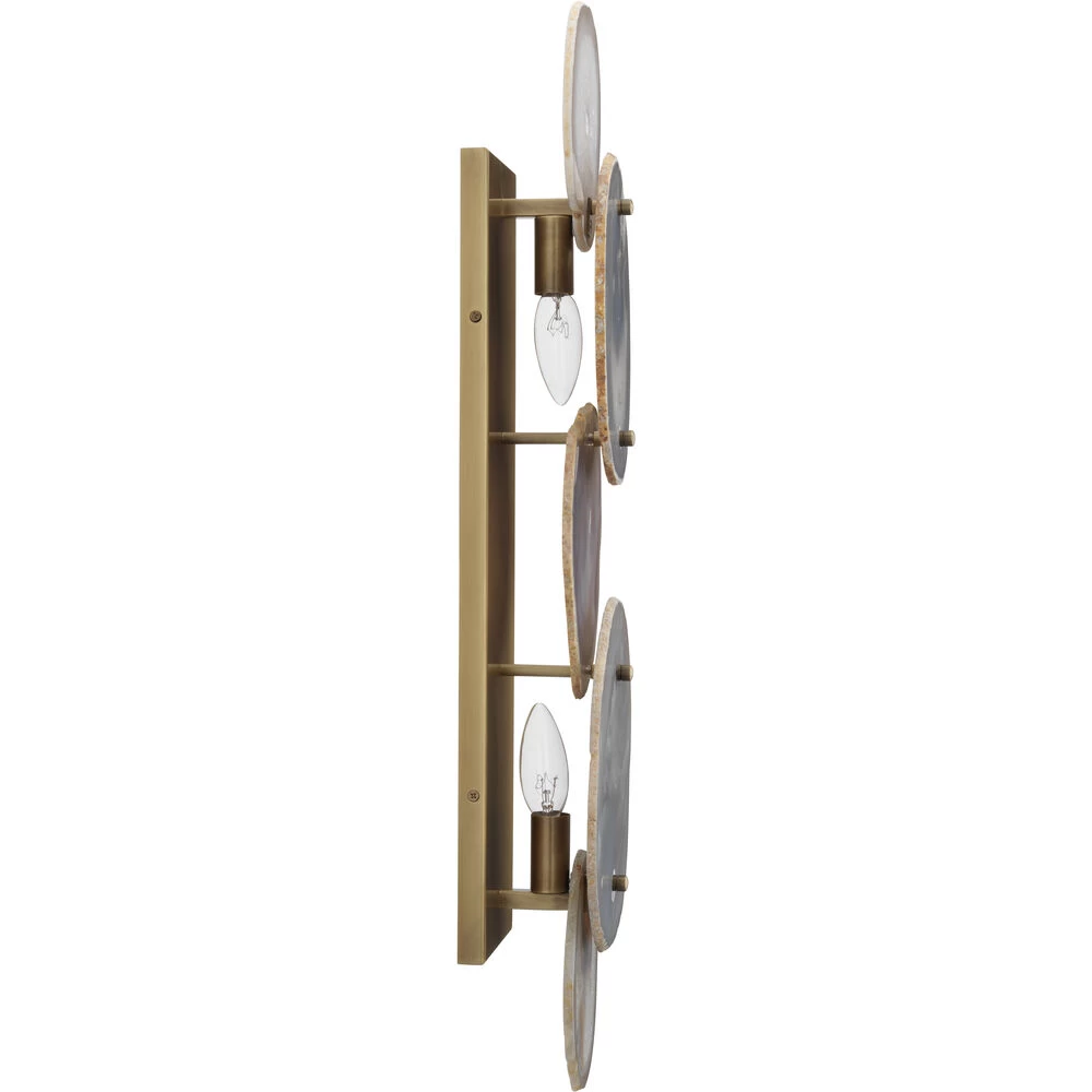 Trinity 2 Light 6.5 Inch Pale Lavender & Antique Brass Wall Sconce Wall Light 2 Trinity 2 Light 6.5 Inch Pale Lavender & Antique Brass Wall Sconce Wall Light - Image 2