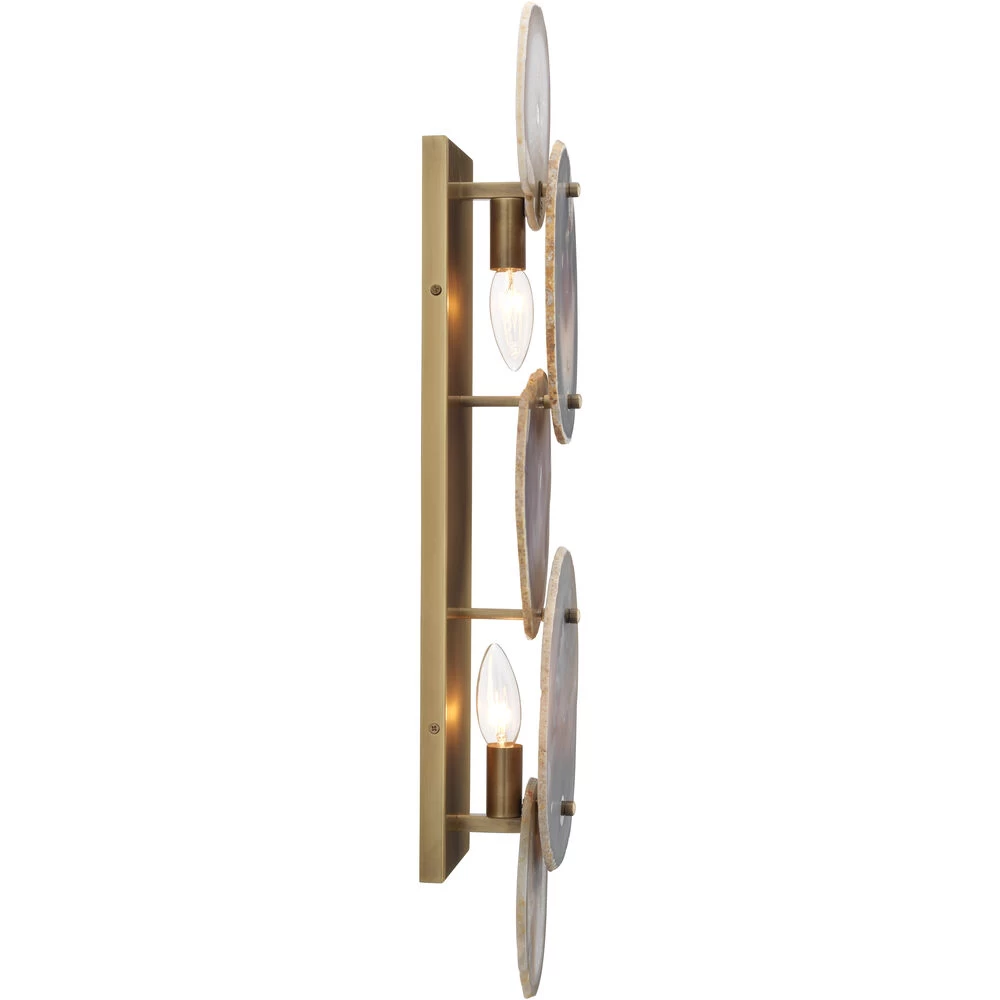 Trinity 2 Light 6.5 Inch Pale Lavender & Antique Brass Wall Sconce Wall Light 4 Trinity 2 Light 6.5 Inch Pale Lavender & Antique Brass Wall Sconce Wall Light - Image 4