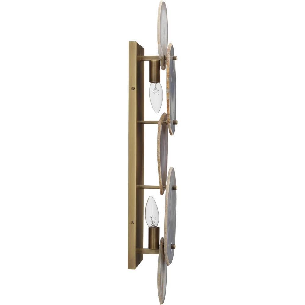 Trinity 2 Light 6.5 Inch Pale Lavender & Antique Brass Wall Sconce Wall Light 5 Trinity 2 Light 6.5 Inch Pale Lavender & Antique Brass Wall Sconce Wall Light - Image 5