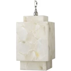 Borealis 1 Light 9 Inch Alabaster Pendant Ceiling Light, Cube -Jamie Young Co Shop 5borcub pewh 10