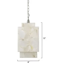 Borealis 1 Light 9 Inch Alabaster Pendant Ceiling Light, Cube -Jamie Young Co Shop 5borcub pewh 2