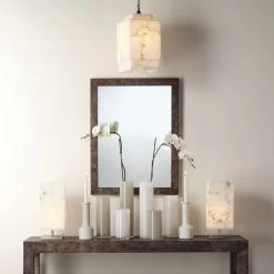 Borealis 1 Light 9 Inch Alabaster Pendant Ceiling Light, Cube -Jamie Young Co Shop 5borcub pewh 8