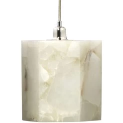 Borealis 1 Light 7 Inch Alabaster Pendant Ceiling Light, Hexagon