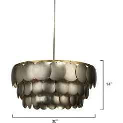 Calypso 4 Light 30 Inch Champagne Leaf W/ Gold Leaf Trim Three Tier Chandelier Ceiling Light -Jamie Young Co Shop 5caly chch 2