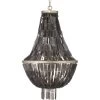 Capsize 5 Light 20 Inch Black Mother Of Pearl And Champagne Leaf Metal Chandelier Ceiling Light