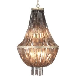 Capsize 5 Light 20 Inch Black Mother Of Pearl And Champagne Leaf Metal Chandelier Ceiling Light -Jamie Young Co Shop 5caps chbk 1