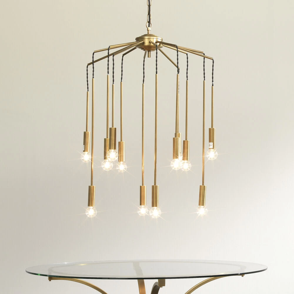 Cascade 12 Light 26 Inch Antique Brass Pendant Ceiling Light 4 Cascade 12 Light 26 Inch Antique Brass Pendant Ceiling Light - Image 4