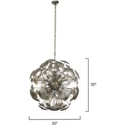 Constellation Round 12 Light 30 Inch Antique Mercury Glass & Champagne Leaf Chandelier Ceiling Light -Jamie Young Co Shop 5cons mgch 2