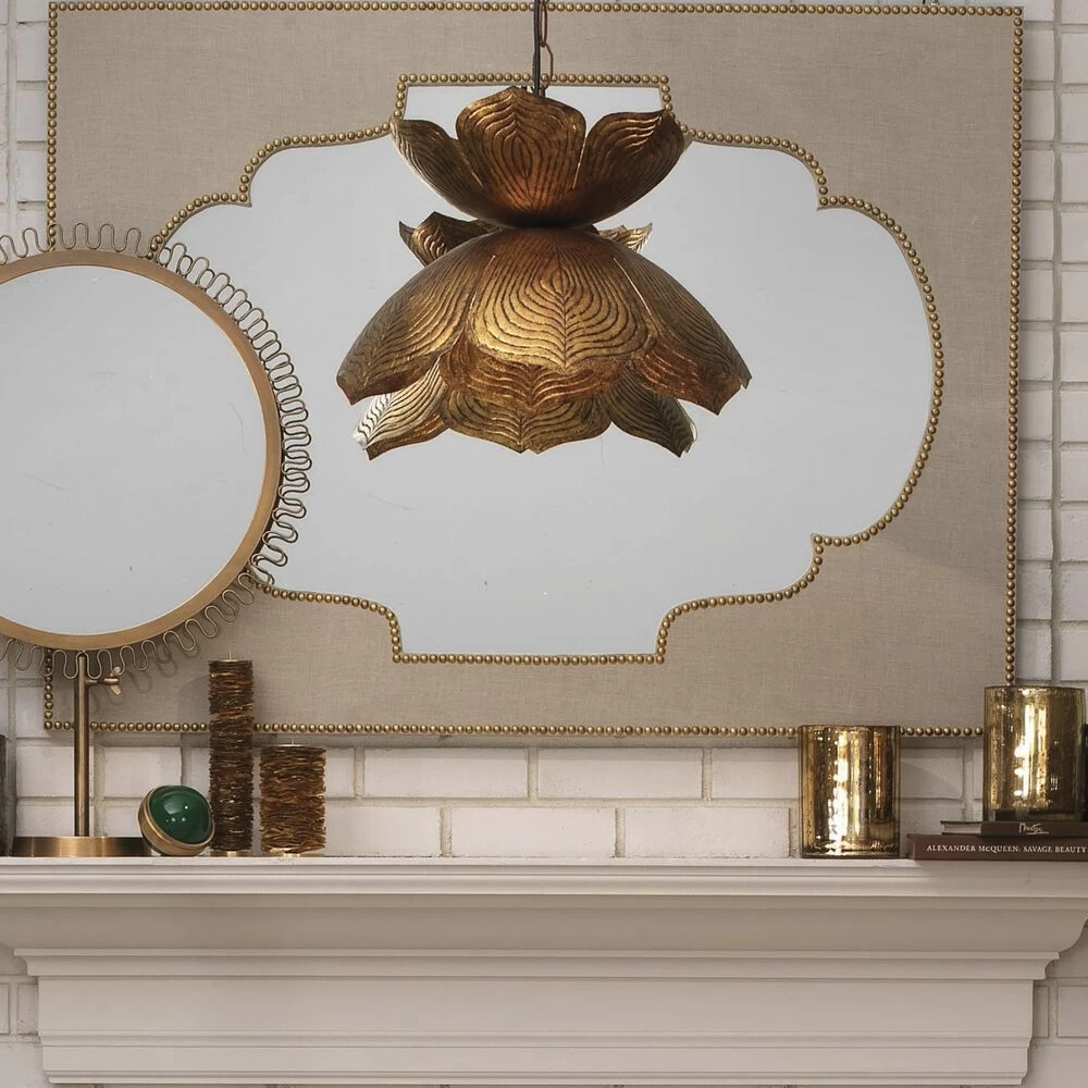 Flowering Lotus 1 Light 20 Inch Antique Gold Pendant Ceiling Light 2 Flowering Lotus 1 Light 20 Inch Antique Gold Pendant Ceiling Light - Image 2