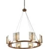 Halo 8 Light 33 Inch Alabaster And Brass Chandelier Ceiling Light