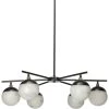 Metro 6 Light 40 Inch Faux White Alabaster And Oil Rubbed Bronze Chandelier Ceiling Light, Antique Brass Accents
