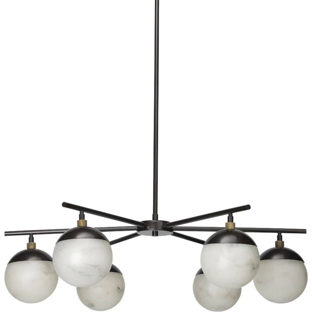 Metro 6 Light 40 Inch Faux White Alabaster And Oil Rubbed Bronze Chandelier Ceiling Light, Antique Brass Accents 1 Metro 6 Light 40 Inch Faux White Alabaster And Oil Rubbed Bronze Chandelier Ceiling Light, Antique Brass Accents