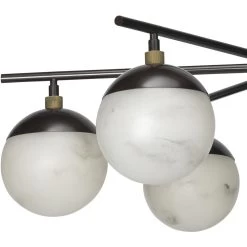 Metro 6 Light 40 Inch Faux White Alabaster And Oil Rubbed Bronze Chandelier Ceiling Light, Antique Brass Accents 6 Metro 6 Light 40 Inch Faux White Alabaster And Oil Rubbed Bronze Chandelier Ceiling Light, Antique Brass Accents -Jamie Young Co Shop 5metr6 chob 3