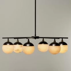 Metro 6 Light 40 Inch Faux White Alabaster And Oil Rubbed Bronze Chandelier Ceiling Light, Antique Brass Accents 7 Metro 6 Light 40 Inch Faux White Alabaster And Oil Rubbed Bronze Chandelier Ceiling Light, Antique Brass Accents -Jamie Young Co Shop 5metr6 chob 4
