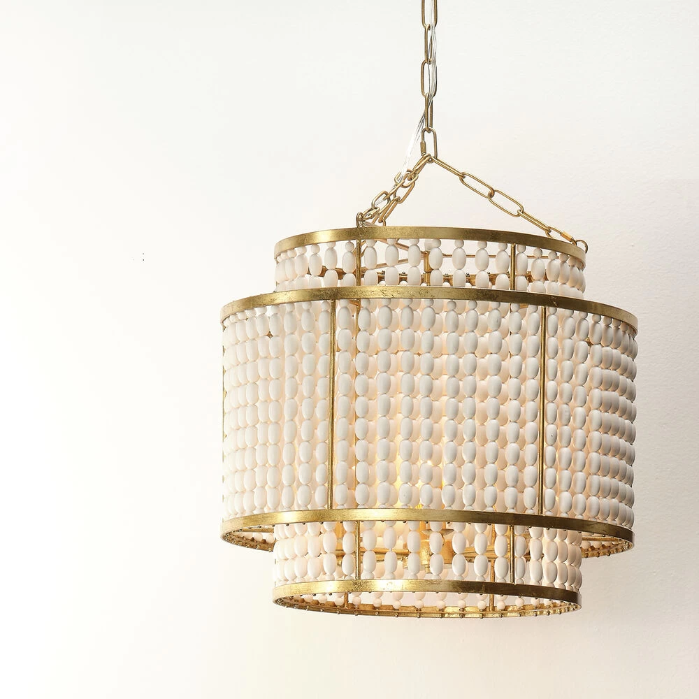 Pacific 6 Light 20 Inch Gold Beaded Chandelier Ceiling Light 2 Pacific 6 Light 20 Inch Gold Beaded Chandelier Ceiling Light - Image 2