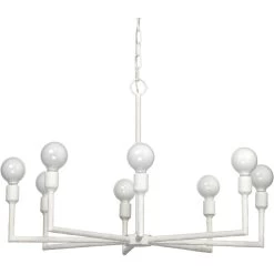 Park 8 Light 32 Inch White Gesso Chandelier Ceiling Light