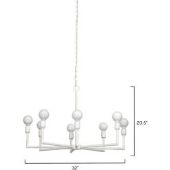 Park 8 Light 32 Inch White Gesso Chandelier Ceiling Light -Jamie Young Co Shop 5park chwh 6