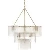 Perignon 24 Light 25 Inch Melted Ice Glass & Antique Brass Three Tier Chandelier Ceiling Light