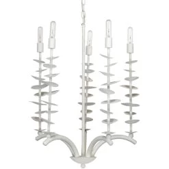Petals 5 Light 24 Inch White Gesso Chandelier Ceiling Light