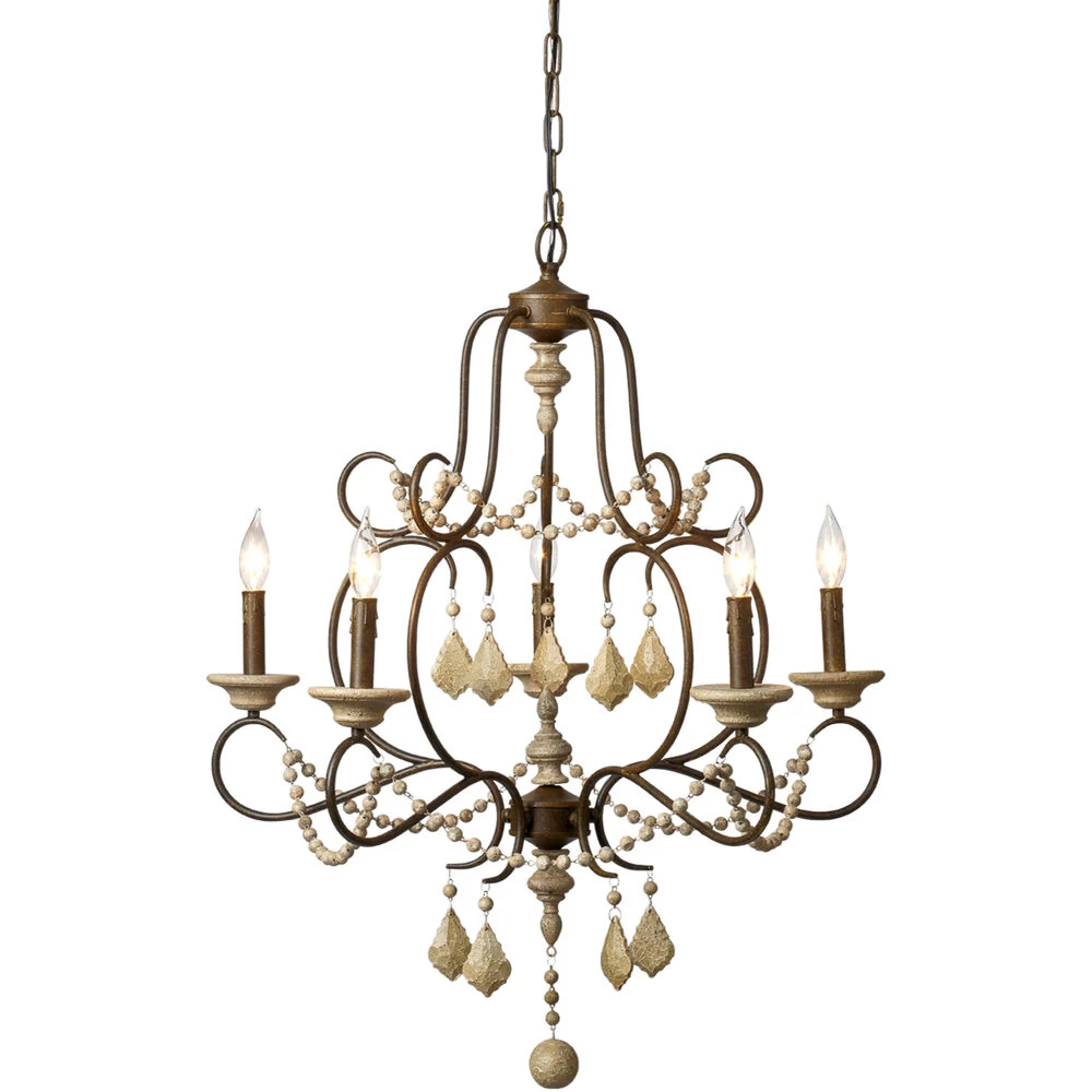 Yellowstone 5 Light 29 Inch Rust And Natural Chandelier Ceiling Light 5 Yellowstone 5 Light 29 Inch Rust And Natural Chandelier Ceiling Light - Image 5