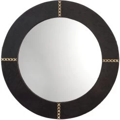 Cross Stitch 36 X 36 Inch Espresso Hide W/ Antique Brass Wall Mirror