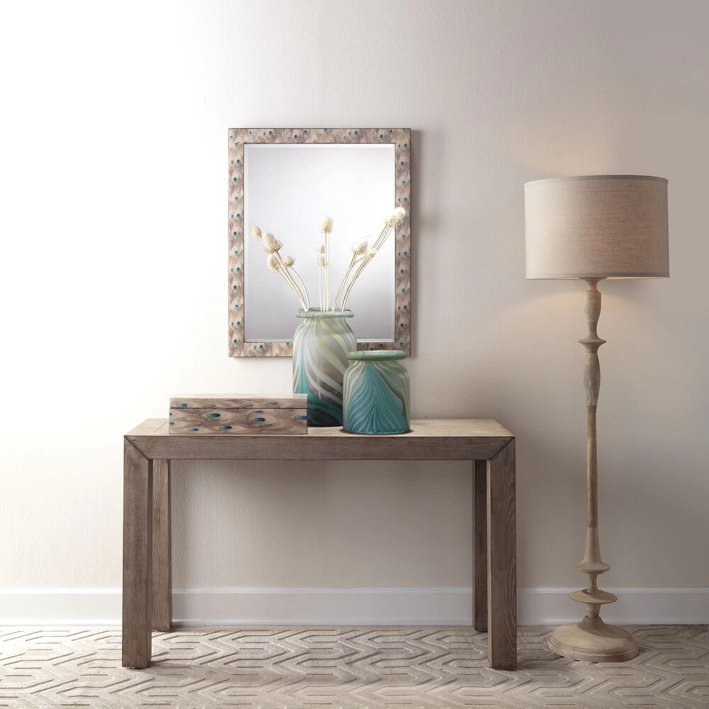 Plume 33 X 25 Inch White Peacock Lacquer Wall Mirror 6 Plume 33 X 25 Inch White Peacock Lacquer Wall Mirror - Image 6