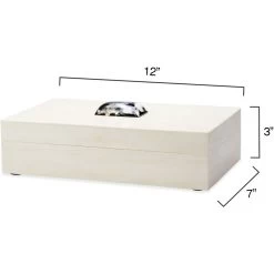 Constantine 12 X 7 Inch Cream Resin W/ Horn Accent Large Rectangle Box -Jamie Young Co Shop 7cons bxcr 2