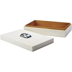 Constantine 12 X 7 Inch Cream Resin W/ Horn Accent Large Rectangle Box -Jamie Young Co Shop 7cons bxcr 5