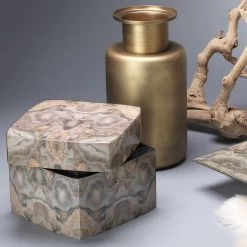 Ink Blot Curved 8 X 8 Inch Grey & Cream Lacquer Box -Jamie Young Co Shop 7ink cubxgr 17