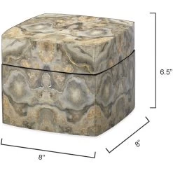 Ink Blot Curved 8 X 8 Inch Grey & Cream Lacquer Box -Jamie Young Co Shop 7ink cubxgr 7