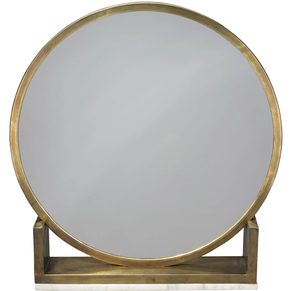 Odyssey 25 X 24 Inch Antique Brass And Marble Standing Mirror 1 Odyssey 25 X 24 Inch Antique Brass And Marble Standing Mirror