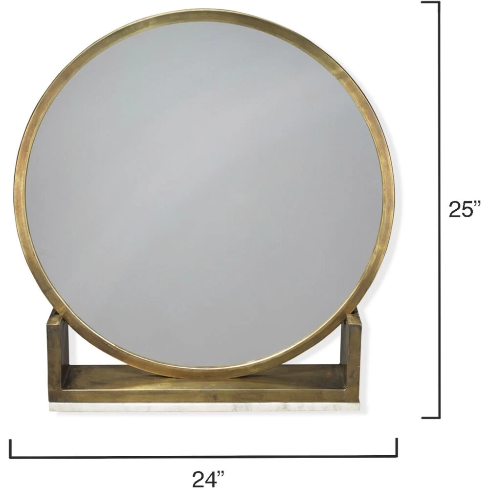 Odyssey 25 X 24 Inch Antique Brass And Marble Standing Mirror 3 Odyssey 25 X 24 Inch Antique Brass And Marble Standing Mirror - Image 3