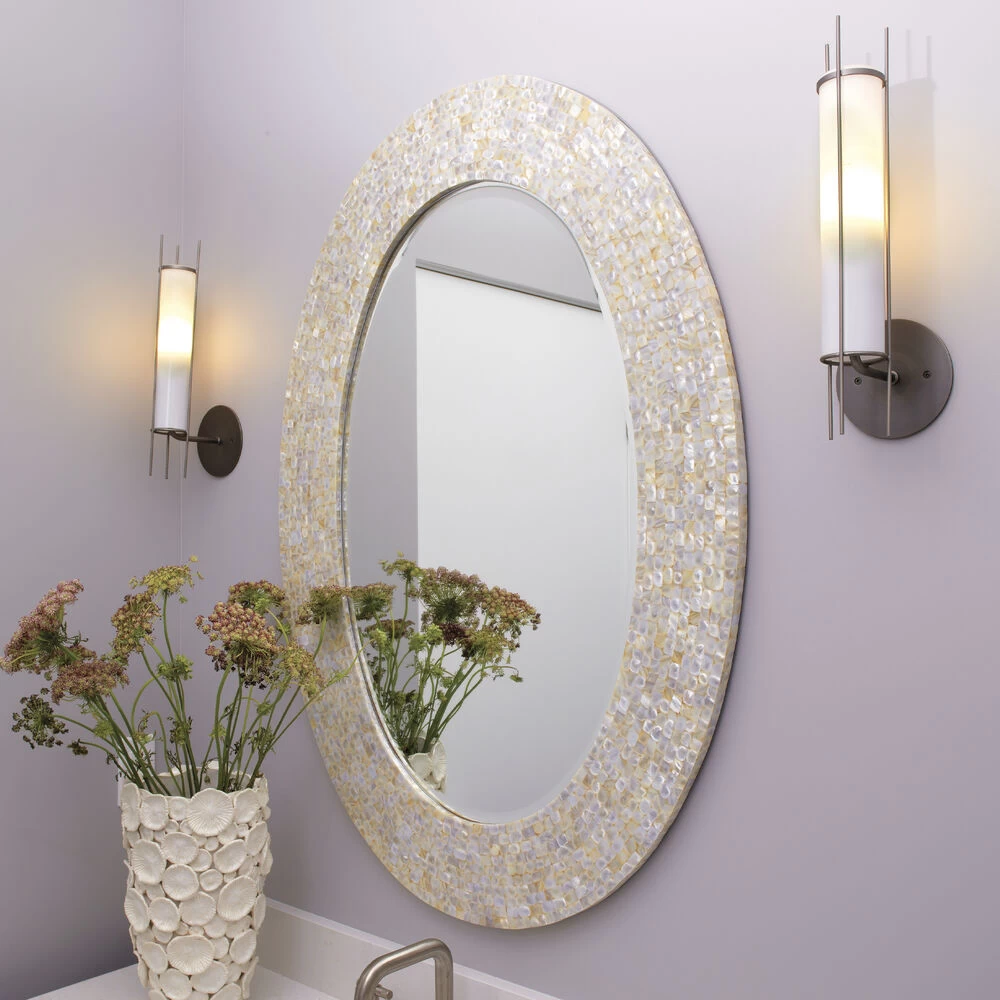 Oval 44 X 32 Inch Mother Of Pearl Mirror 2 Oval 44 X 32 Inch Mother Of Pearl Mirror - Image 2
