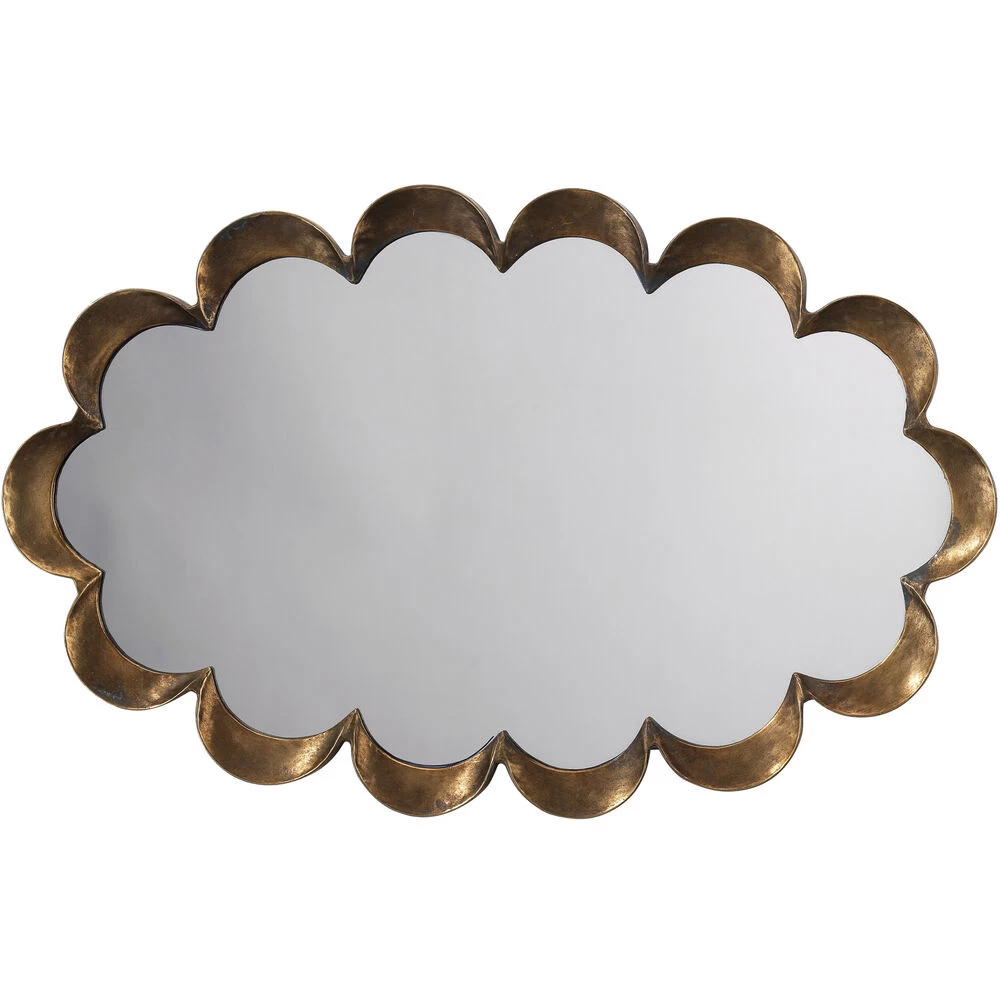 Scalloped 36 X 23 Inch Antique Brass Mirror 1 Scalloped 36 X 23 Inch Antique Brass Mirror