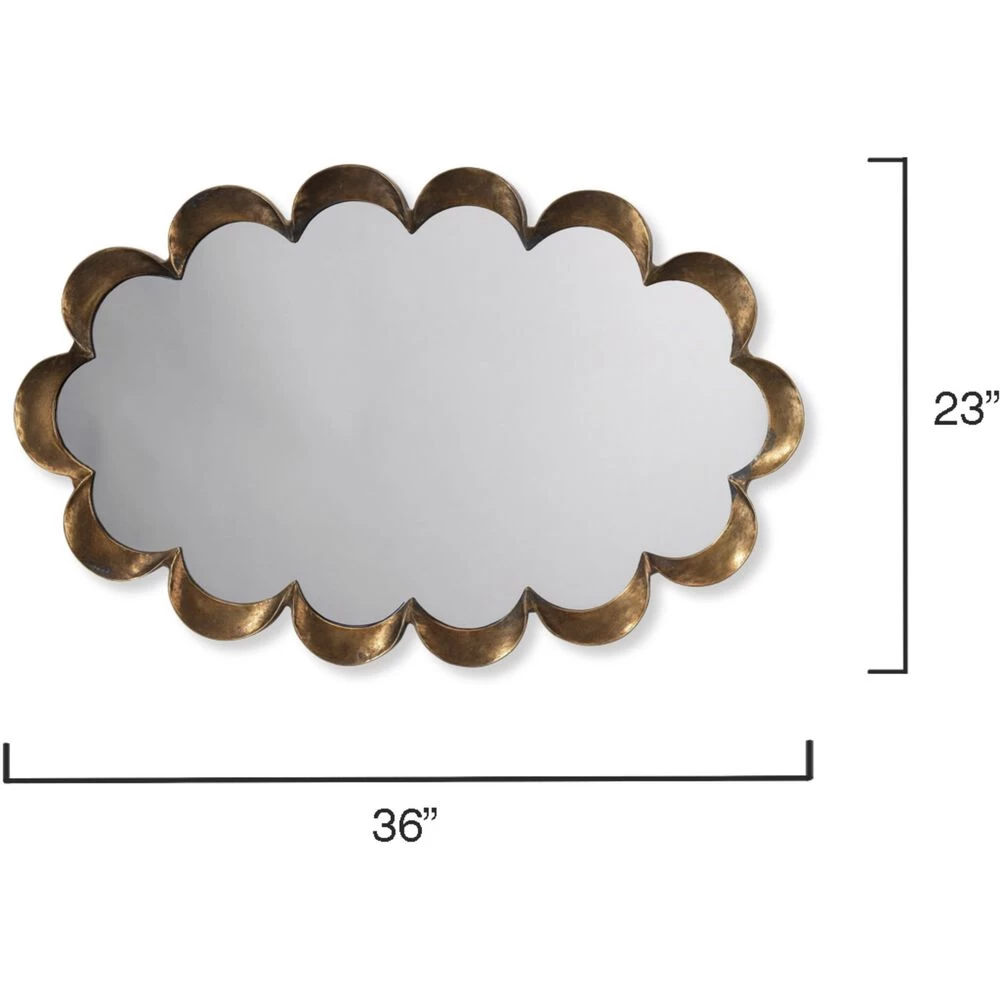 Scalloped 36 X 23 Inch Antique Brass Mirror 3 Scalloped 36 X 23 Inch Antique Brass Mirror - Image 3