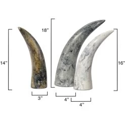 Varigated Horn Swirled Cream And Black And Grey Resin Decorative Objects, Set Of 3 -Jamie Young Co Shop 7vari obgr 2