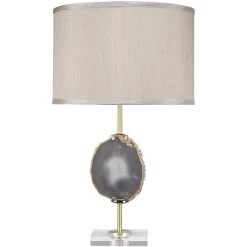 Agate 25.5 Inch 100.00 Watt Natural Lavendar Agate & Antique Brass Table Lamp Portable Light