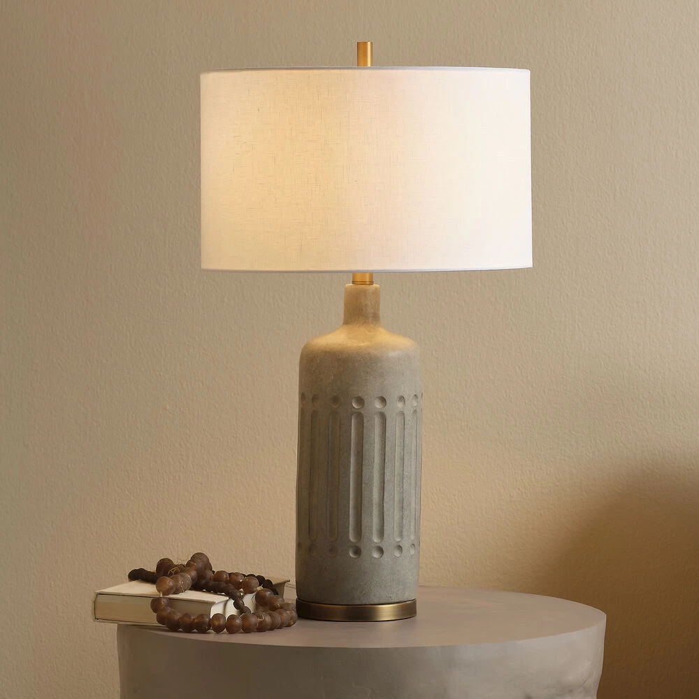 Annex 27 Inch 100.00 Watt Grey & Antique Brass Table Lamp Portable Light 2 Annex 27 Inch 100.00 Watt Grey & Antique Brass Table Lamp Portable Light - Image 2