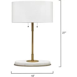 Barcroft 28 Inch 25.00 Watt Antique Brass & White Table Lamp Portable Light 7 Barcroft 28 Inch 25.00 Watt Antique Brass & White Table Lamp Portable Light -Jamie Young Co Shop 9barcrtlabwh 2