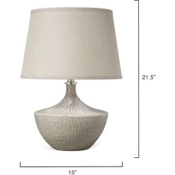 Basketweave 22 Inch 150.00 Watt Off White Table Lamp Portable Light -Jamie Young Co Shop 9baskwhc255m 5