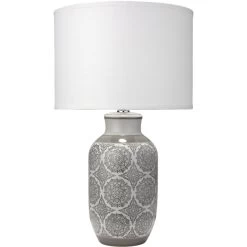 Beatrice 28 Inch 150.00 Watt Grey Patterned Ceramic Table Lamp Portable Light