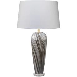 Bridgette 31 Inch 150.00 Watt Grey And Black Swirl Glass Table Lamp Portable Light